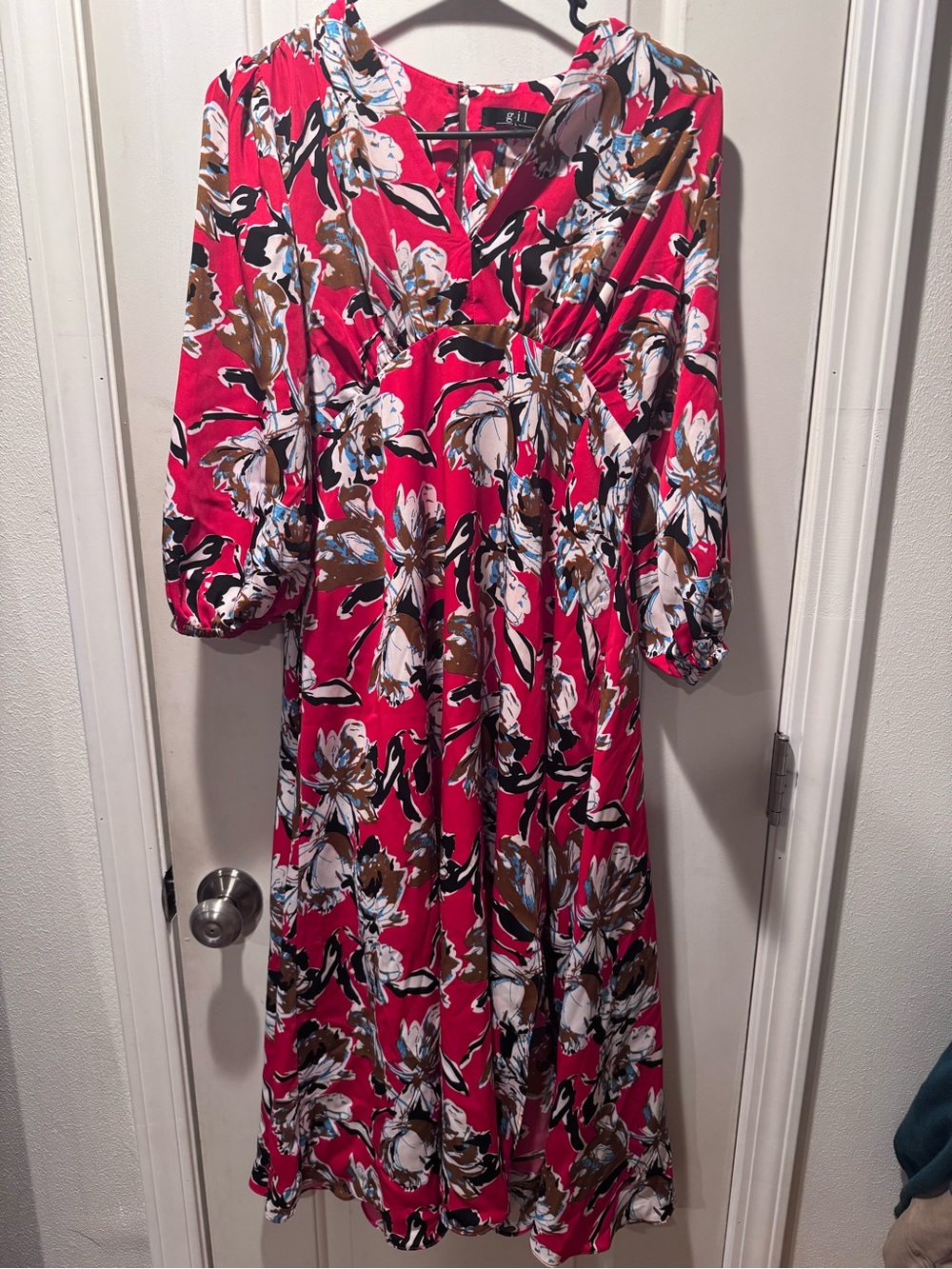 Bold Fuchsia Floral Midi Dress by